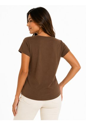 Camiseta Para Mujer Manga Corta Cafe Marca L&H Ref. 4R409243
