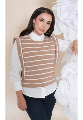 Camiseta Para Mujer Manga Corta Cafe Marca L&H Ref. 4R409242