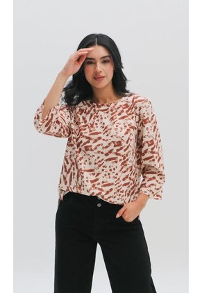 Blusa Para Mujer Manga 3/4 Taupe Marca L&H Ref. 5P412258