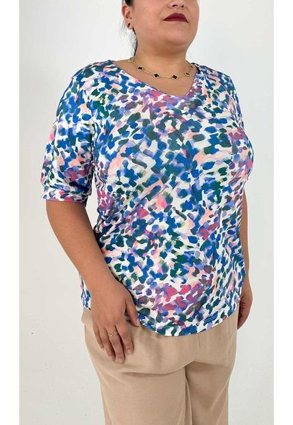 Camiseta Para Mujer. Manga Corta Azul Marca L&H