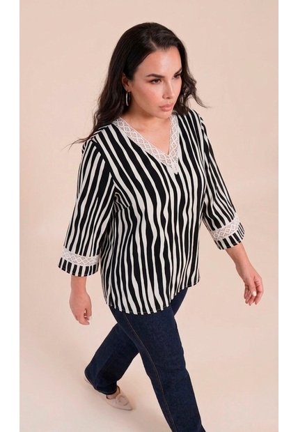Blusa Para Mujer Manga 3/4 Negro Marca L&H Ref. 5P412305