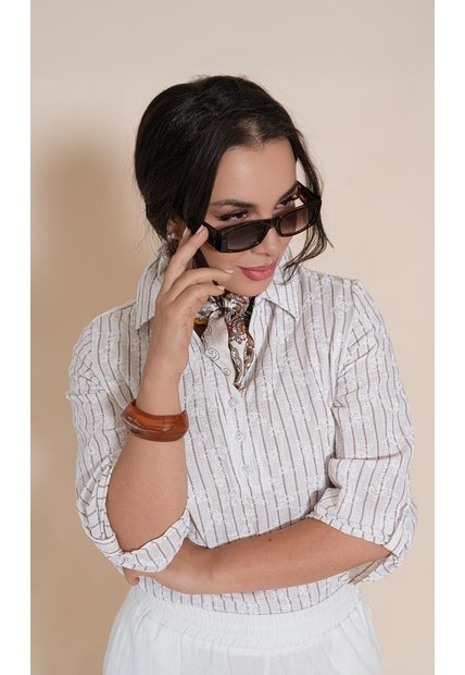 Blusa Para Mujer Manga 3/4 Taupe Marca L&H Ref. 5P412295