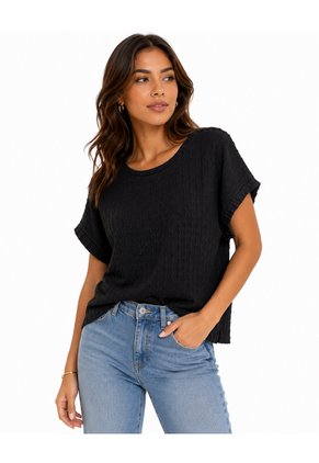 Camiseta Para Mujer Manga Corta Negro Marca L&H Ref. 4R409239