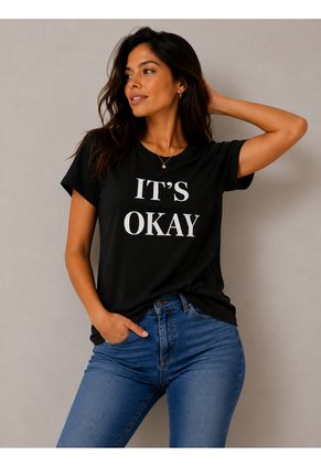 Camiseta Para Mujer Manga Corta Negro Marca L&H Ref. 4R409237