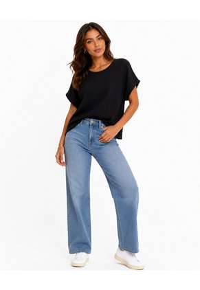 Camiseta Para Mujer Manga Corta Negro Marca L&H Ref. 4R409239