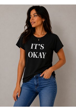 Camiseta Para Mujer Manga Corta Negro Marca L&H Ref. 4R409237