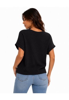 Camiseta Para Mujer Manga Corta Negro Marca L&H Ref. 4R409239