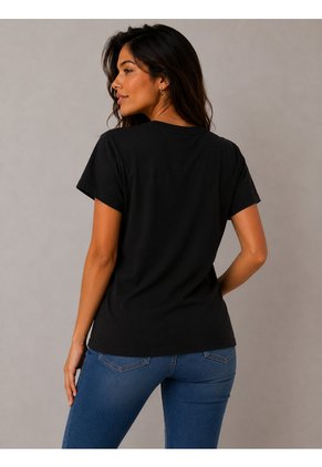 Camiseta Para Mujer Manga Corta Negro Marca L&H Ref. 4R409237