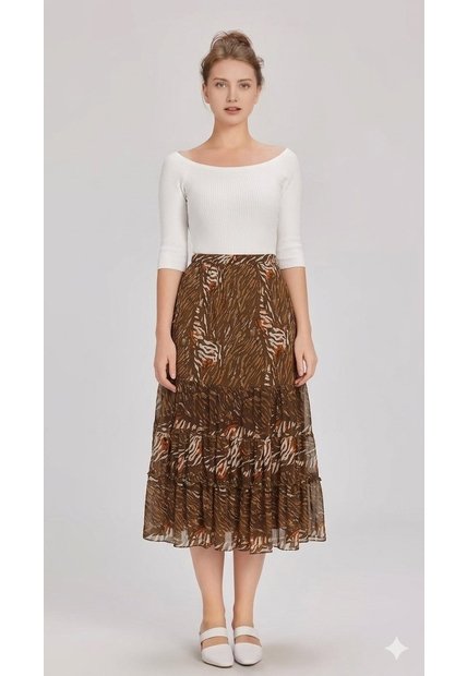 Falda Para Mujer Cafe Marca L&H Ref. 2J414072