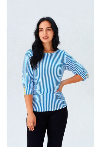 Camiseta Para Mujer Manga 3/4 Azul Marca L&H Ref. 1F409482 L&H