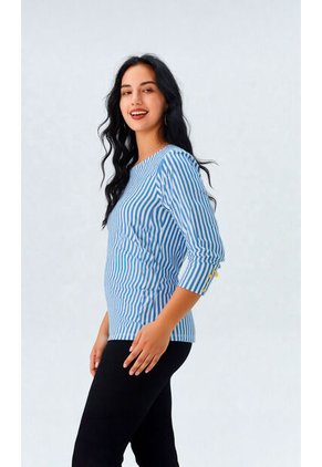 Camiseta Para Mujer Manga 3/4 Azul Marca L&H Ref. 1F409482