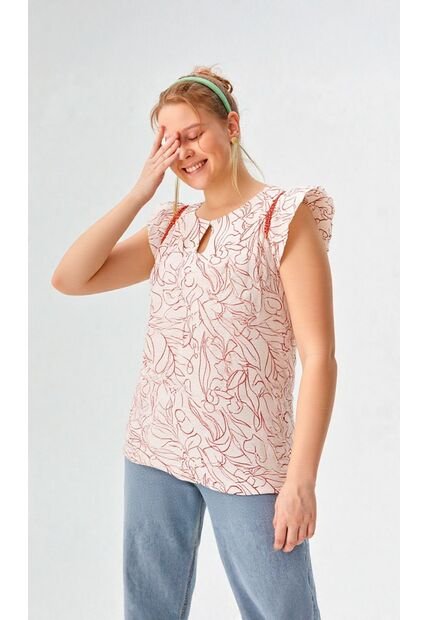 Blusa Para Mujer Manga Sisa Terracota Marca L&H Ref. 2Bv412003