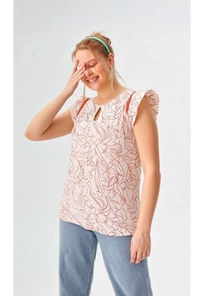 Blusa Para Mujer Manga Sisa Terracota Marca L&H Ref. 2Bv412003