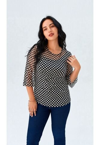 Camiseta Para Mujer Manga 3/4 Negro Marca L&H Ref. 2J409120 L&H