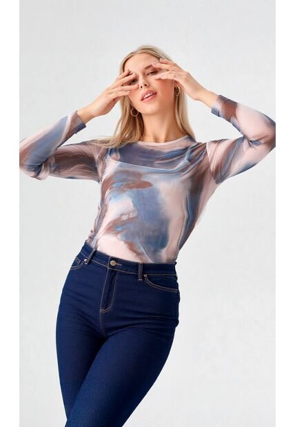 Camiseta Para Mujer Manga 3/4 Azul Marca L&H Ref. 2J409115