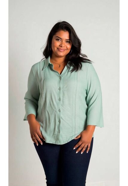 Blusa Para Mujer. Manga 3/4 Verde Marca L&H Ref. 1F612238