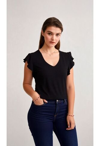 Blusa Para Mujer Manga Sisa Negro Marca L&H Ref. 4R412130 L&H
