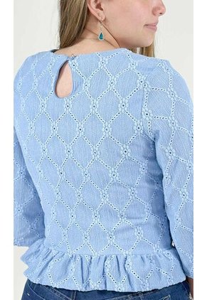 Blusa Para Mujer Manga 3/4 Azul Claro Marca L&H Ref. 1F412639