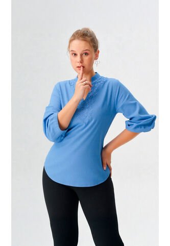 Blusa Para Mujer Manga 3/4 Azul Claro Marca L&H Ref. 3K412145 L&H