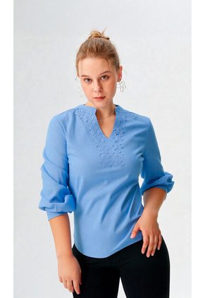 Blusa Para Mujer Manga 3/4 Azul Claro Marca L&H Ref. 3K412145