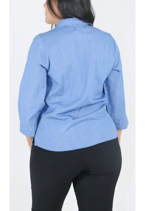 Blusa Para Mujer Manga 3/4 Azul Claro Marca L&H Ref. 3K412145
