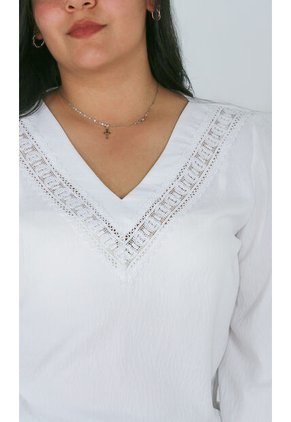 Blusa Para Mujer Manga 3/4 Blanco Marca L&H Ref. 1F412693