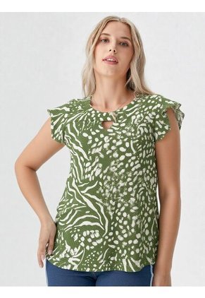 Blusa Para Mujer Manga Corta Verde Marca L&H Ref. 1F412660