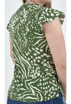 Blusa Para Mujer Manga Corta Verde Marca L&H Ref. 1F412660