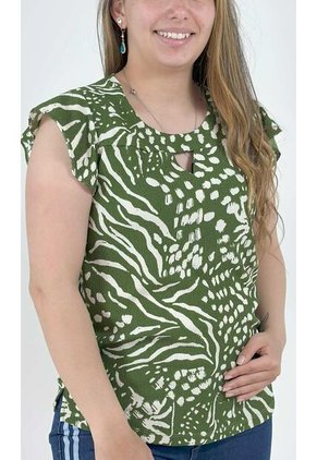 Blusa Para Mujer Manga Corta Verde Marca L&H Ref. 1F412660