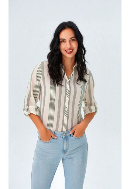 Blusa Para Mujer Manga 3/4 Verde Marca L&H Ref. 1F412681