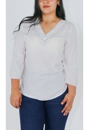 Blusa Para Mujer Manga 3/4 Beige Marca L&H Ref. 1F412693