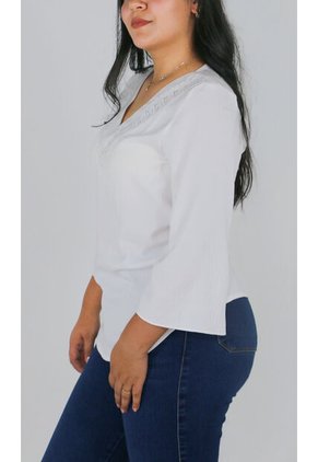 Blusa Para Mujer Manga 3/4 Beige Marca L&H Ref. 1F412693