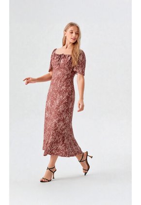 Vestido Para Mujer Manga Corta Cafe Marca L&H Ref. 1Y417028