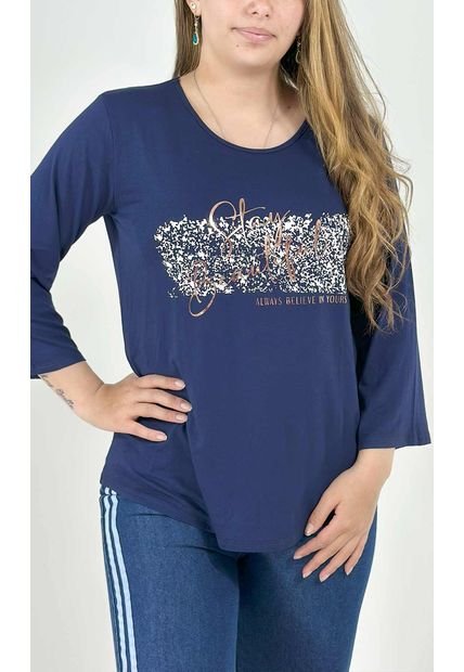 Camiseta Para Mujer Manga 3/4 Azul Marca L&H