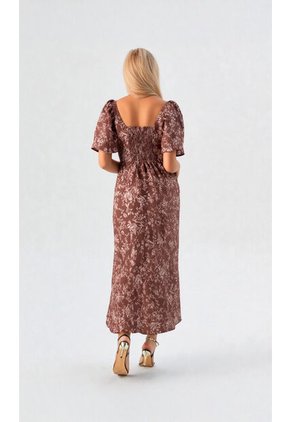 Vestido Para Mujer Manga Corta Cafe Marca L&H Ref. 1Y417028