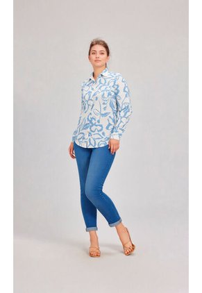 Blusa Para Mujer Manga Larga Azul Marca L&H Ref. 1F412691