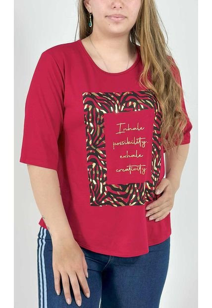 Camiseta Para Mujer Manga 3/4 Rojo Marca L&H