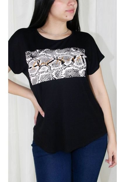 Camiseta Para Mujer Manga Corta Negro Marca L&H