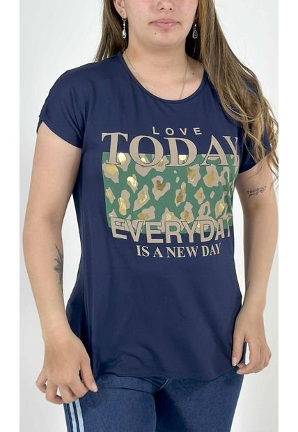 Camiseta Para Mujer Manga Corta Azul Marca L&H
