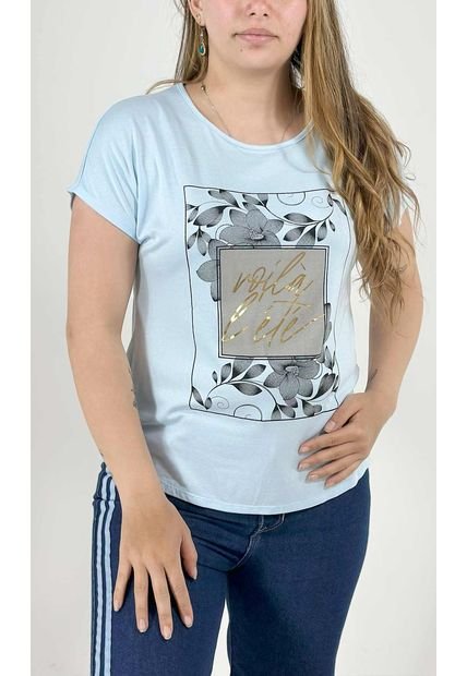 Camiseta Para Mujer Manga Corta Azul Marca L&H