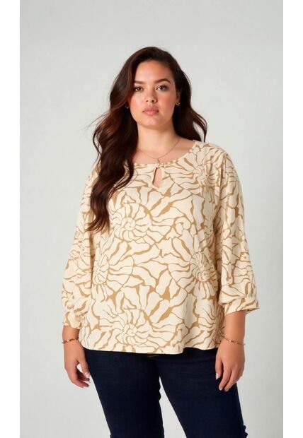Blusa Para Mujer. Manga 3/4 Taupe Marca L&H Ref. 7K612010