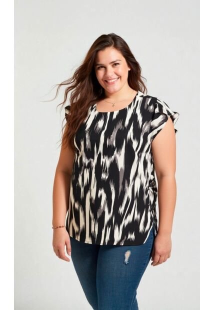 Blusa Para Mujer. Manga Corta Negro Marca L&H Ref. 7K612009