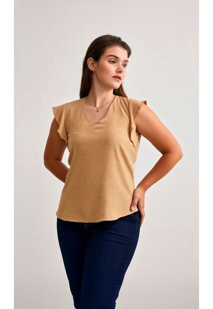 Blusa Para Mujer Manga Sisa Taupe Marca L&H Ref. 4R412130