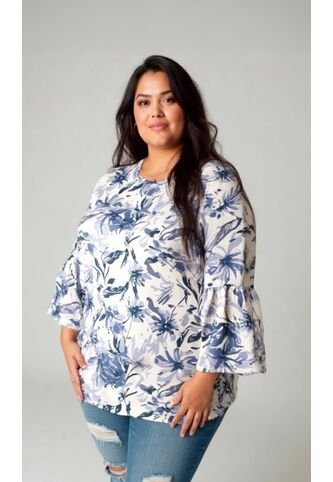 Blusa Para Mujer. Manga 3/4 Azul Marca L&H Ref. 5P612104 L&H