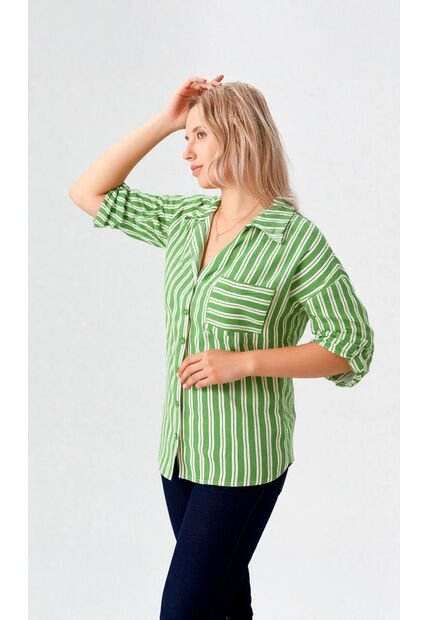 Blusa Para Mujer Manga Corta Verde Marca L&H Ref. 2J412278