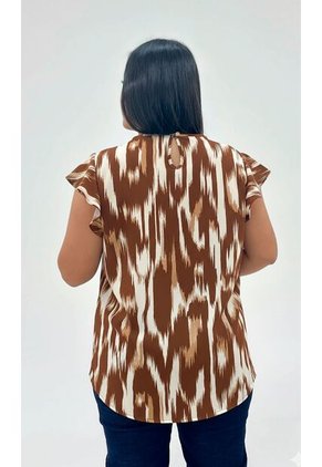 Blusa Para Mujer. Manga Corta Cafe Marca L&H Ref. 7K612009