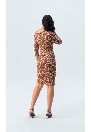 Vestido Para Mujer Manga 3/4 Cafe Marca L&H Ref. 1Y417031