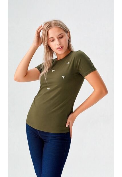 Camiseta Para Mujer Manga Corta Verde Marca L&H Ref. 7S409043
