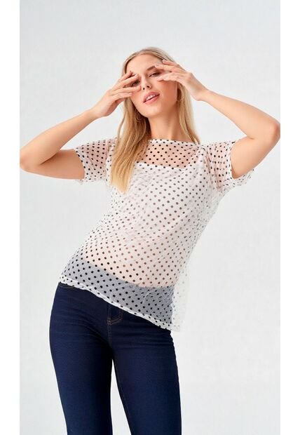 Camiseta Para Mujer Manga Corta Blanco Marca L&H Ref. 2J409119