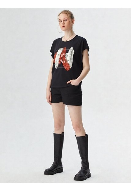 Camiseta Para Mujer Manga Corta Negro Marca L&H Ref. 5G409264